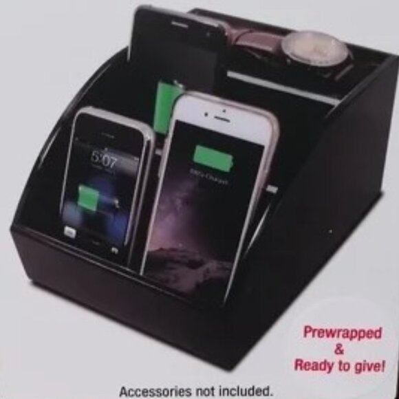 Wood CHARGING STATION Valet Organizer Black 4.5 x 6.5 x 8 inches - Picture 4 of 10